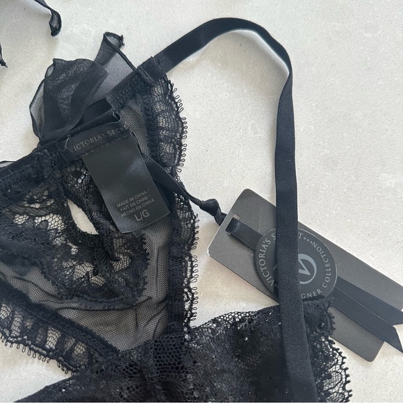 Victoria's Secret Designer Swarovski Black 36B Bra & Panty L Set - Picture 6 of 14